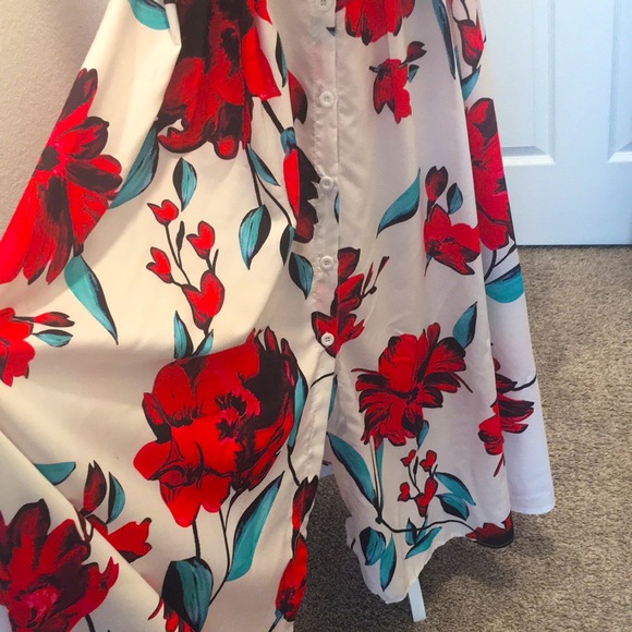 Tie Front V Neck Cami Floral Print Spaghetti Strap Button Down A-Line Ma… - Picture 5 of 11